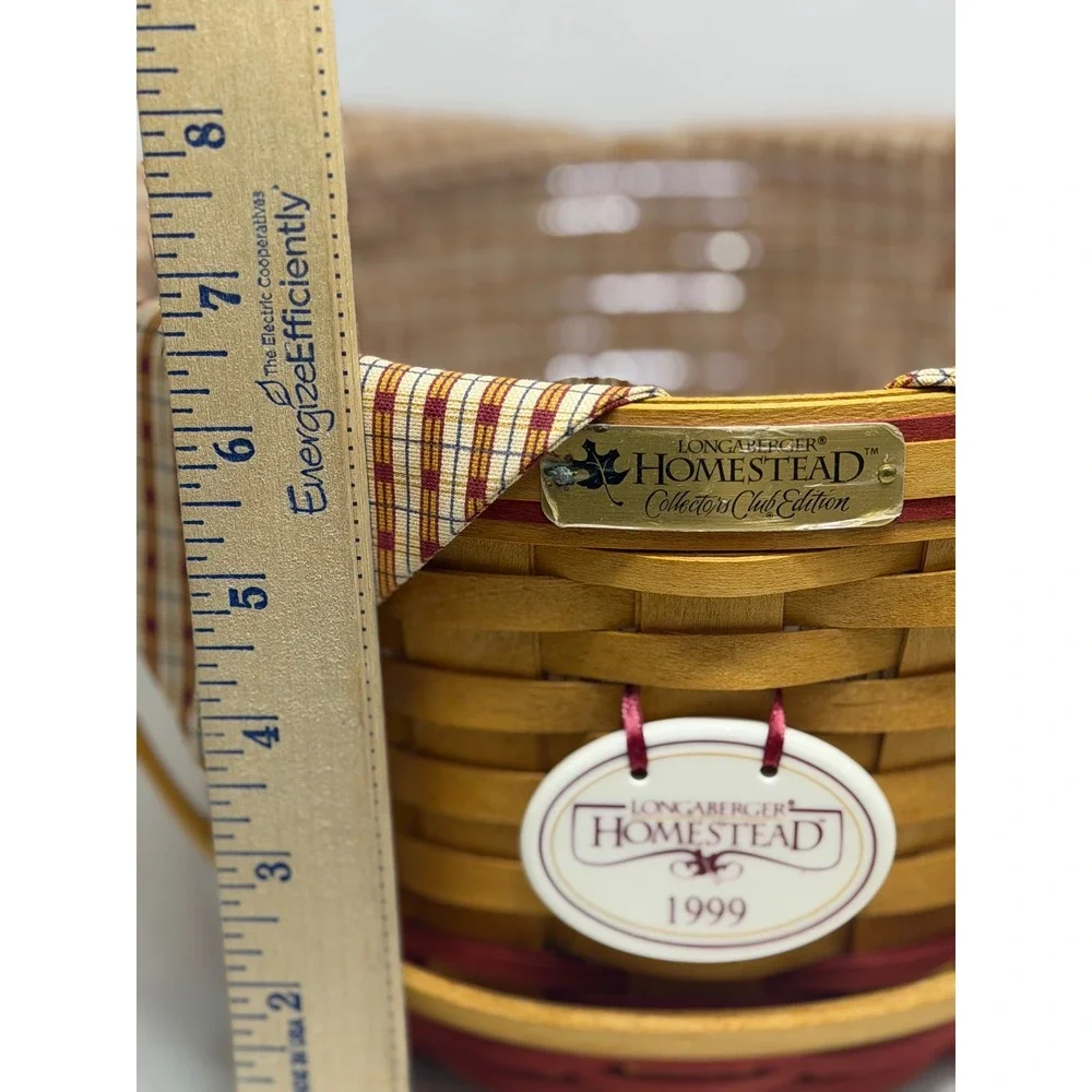 VTG Longaberger Basket Homestead Collectors Club 1999 Red Plaid Woven Round